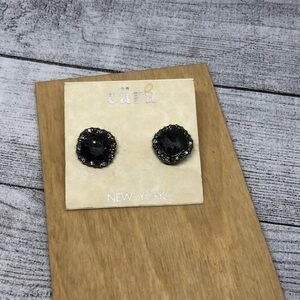 NEW Cara NY Gunmetal Sparkling Crystal and Hematite Glam Earrings Dressy Evening